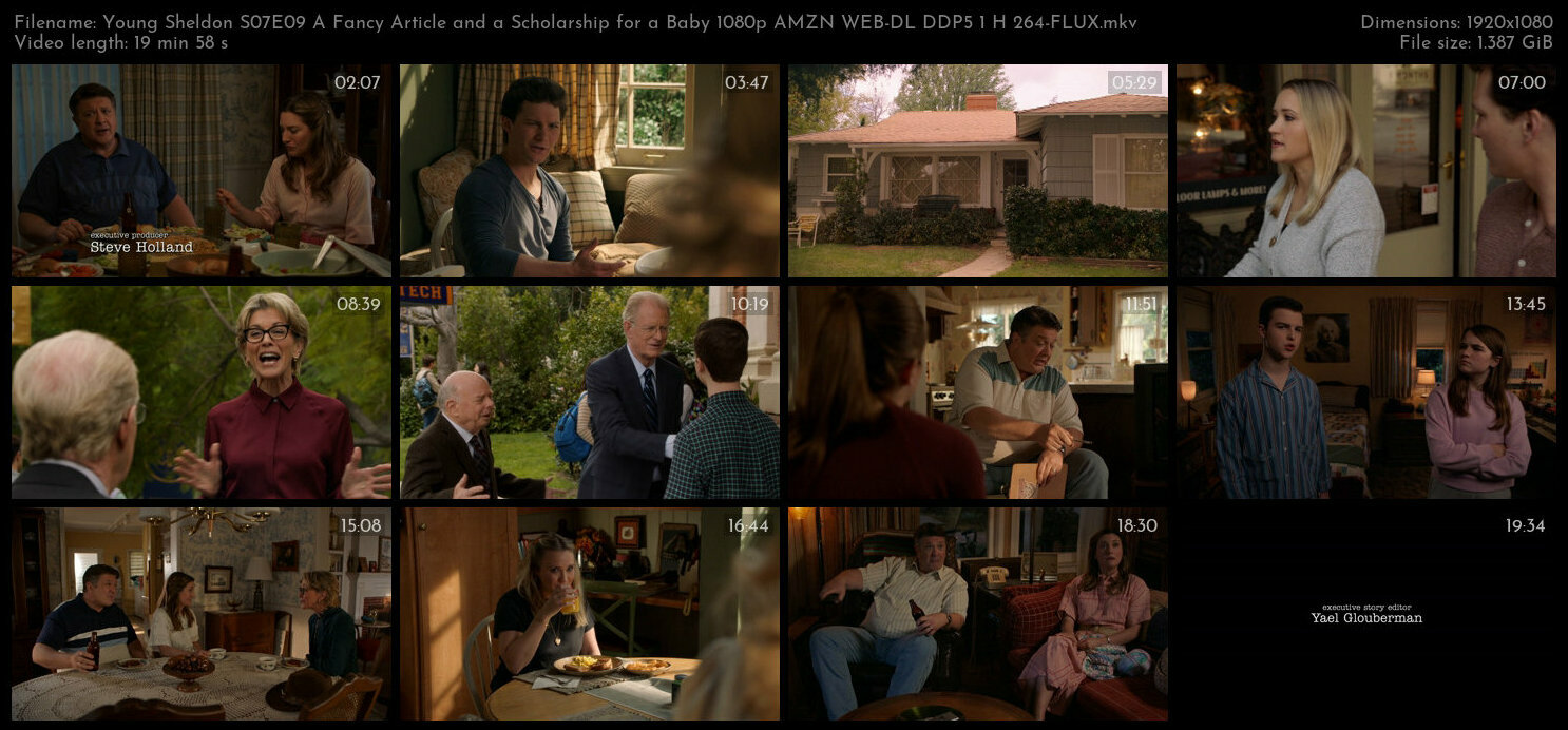 Young Sheldon S07E09 A Fancy Article and a Scholarship for a Baby 1080p AMZN WEB DL DDP5 1 H 264 FLU