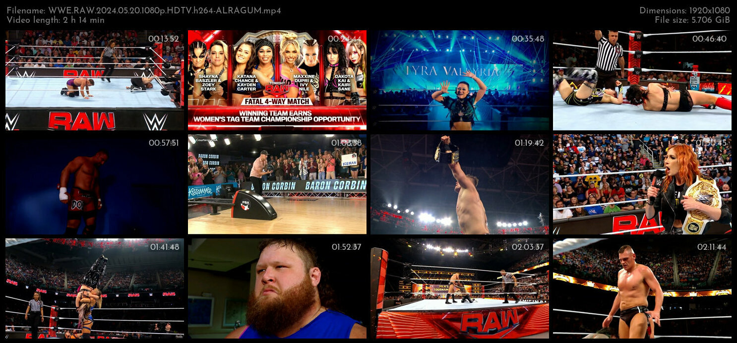 WWE RAW 2024 05 20 1080p HDTV h264 ALRAGUM TGx