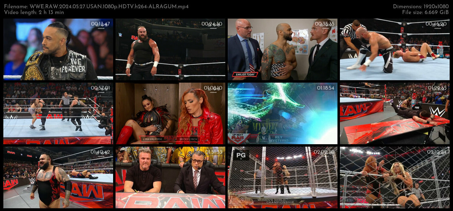 WWE RAW 2024 05 27 USAN 1080p HDTV h264 ALRAGUM TGx