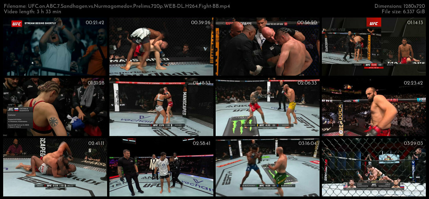 UFC on ABC 7 Sandhagen vs Nurmagomedov Prelims 720p WEB DL H264 Fight BB