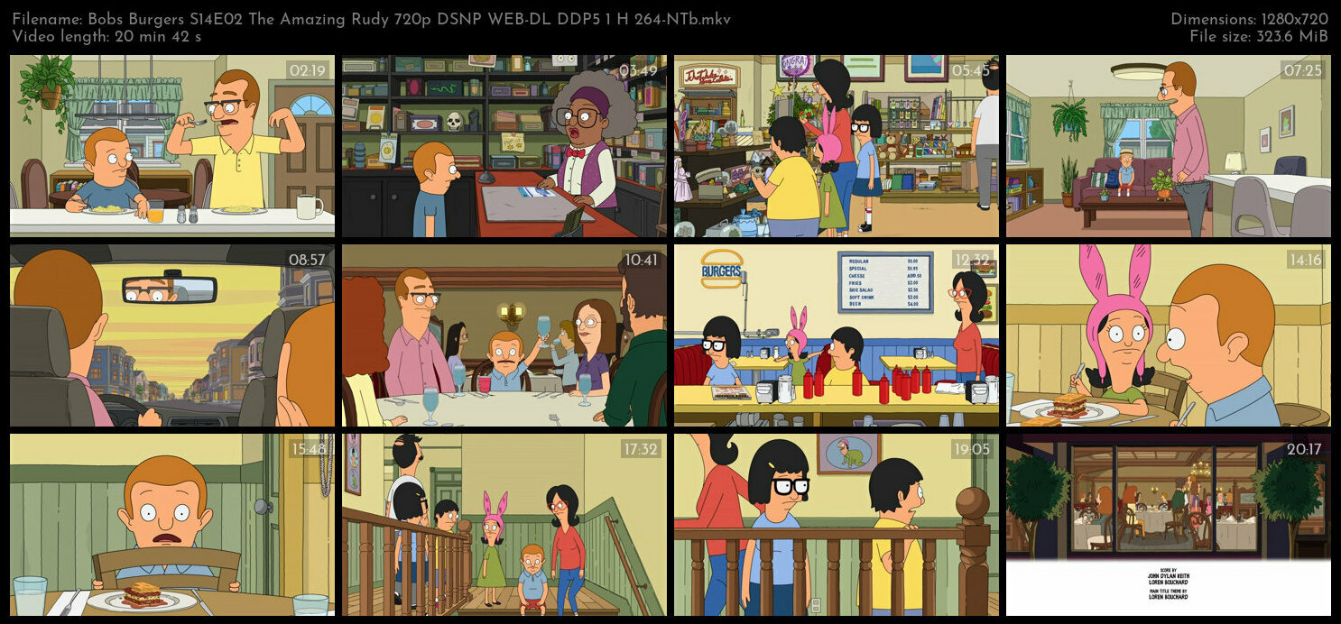 Bobs Burgers S14E02 The Amazing Rudy 720p DSNP WEB DL DDP5 1 H 264 NTb TGx