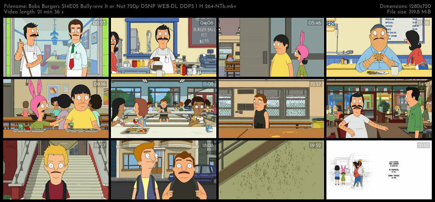 Bobs Burgers S14E05 Bully ieve It or Not 720p DSNP WEB DL DDP5 1 H 264 NTb TGx