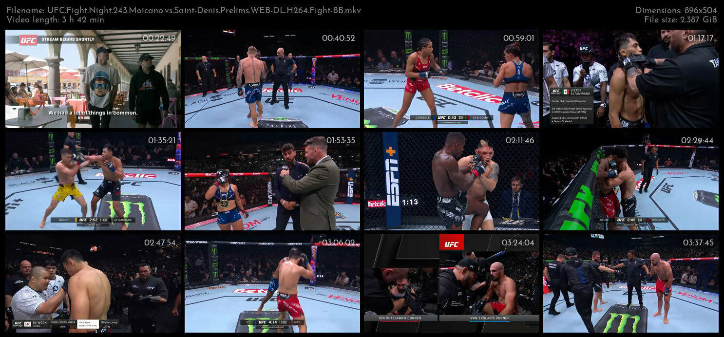 UFC Fight Night 243 Moicano vs Saint Denis Prelims WEB DL H264 Fight BB