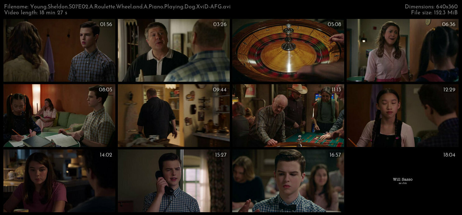 Young Sheldon S07E02 A Roulette Wheel and A Piano Playing Dog XviD AFG TGx