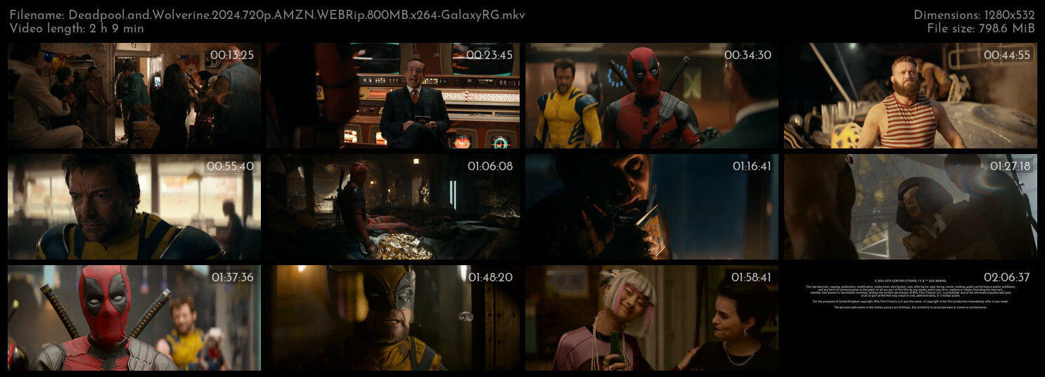 Deadpool and Wolverine 2024 720p AMZN WEBRip 800MB x264 GalaxyRG