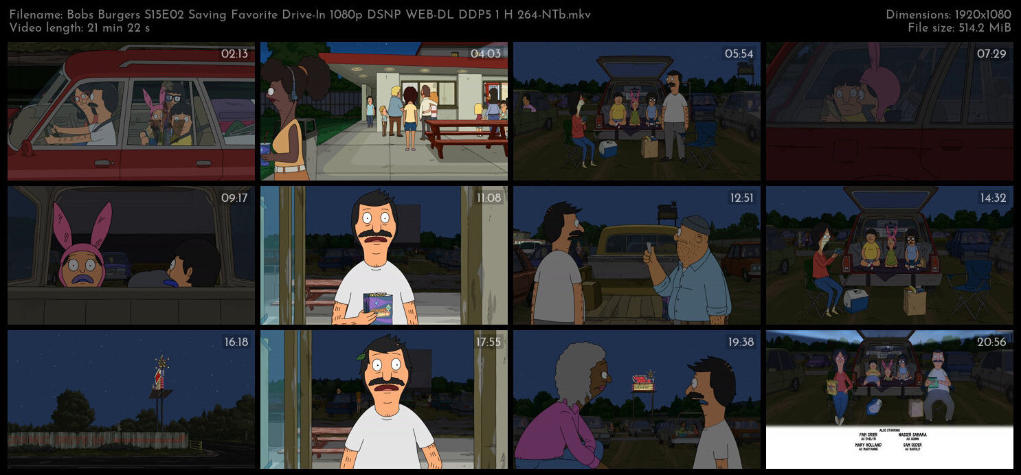 Bobs Burgers S15E02 Saving Favorite Drive In 1080p DSNP WEB DL DDP5 1 H 264 NTb TGx