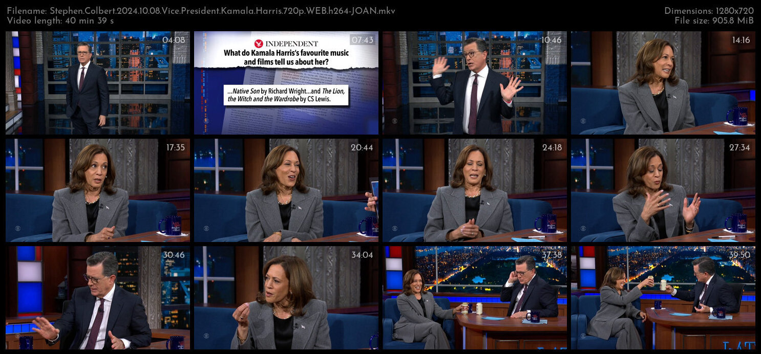 Stephen Colbert 2024 10 08 Vice President Kamala Harris 720p WEB h264 JOAN TGx