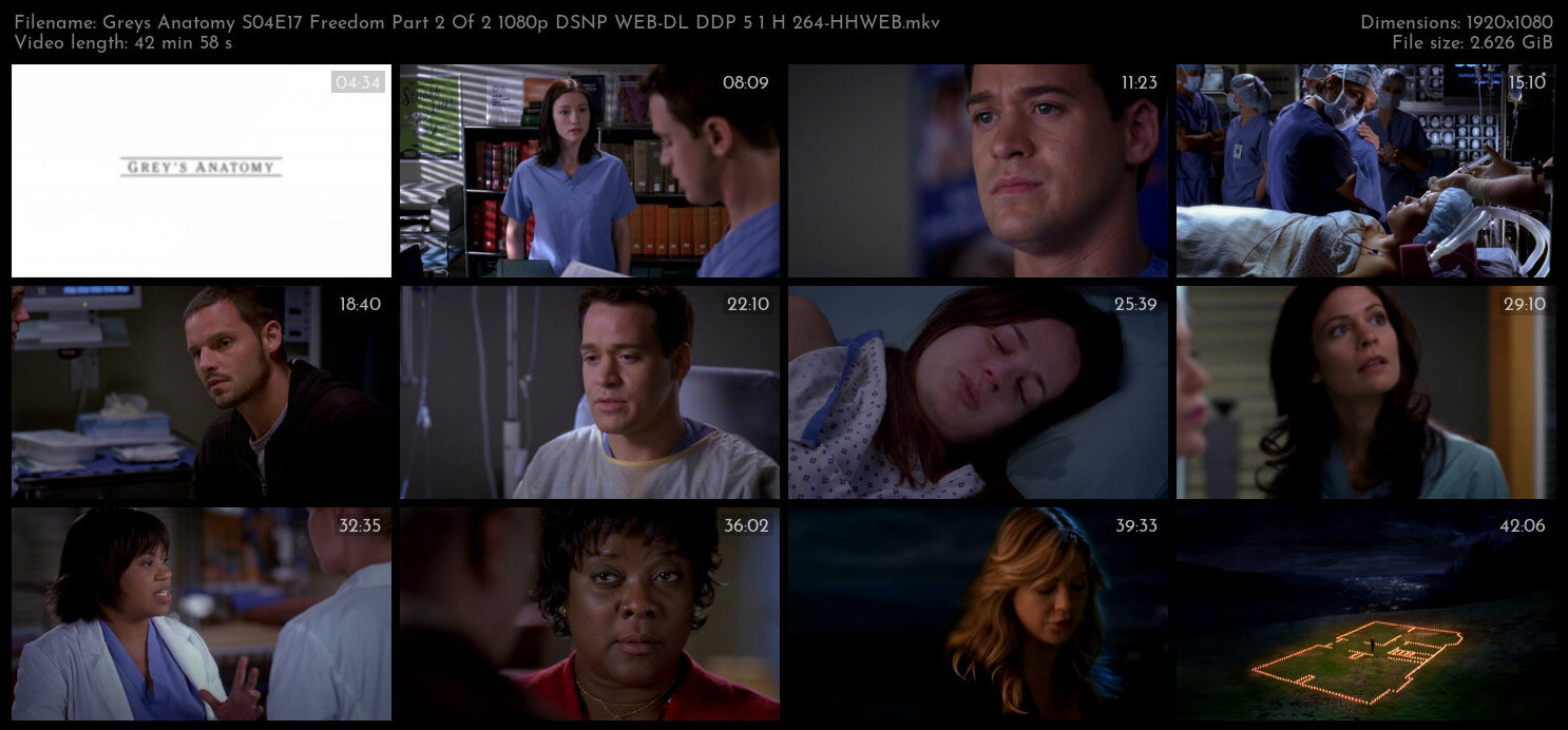 Greys Anatomy S04E17 Freedom Part 2 Of 2 1080p DSNP WEB DL DDP 5 1 H 264 HHWEB TGx