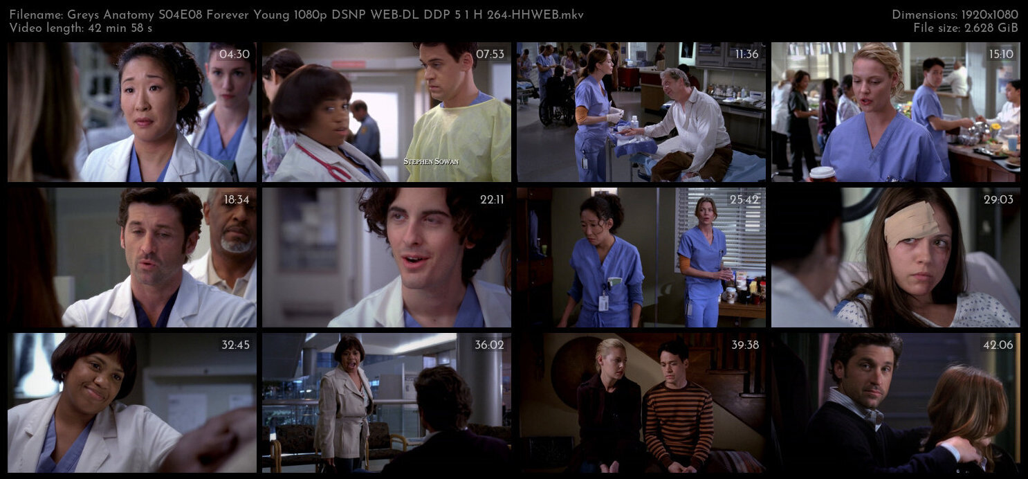 Greys Anatomy S04E08 Forever Young 1080p DSNP WEB DL DDP 5 1 H 264 HHWEB TGx