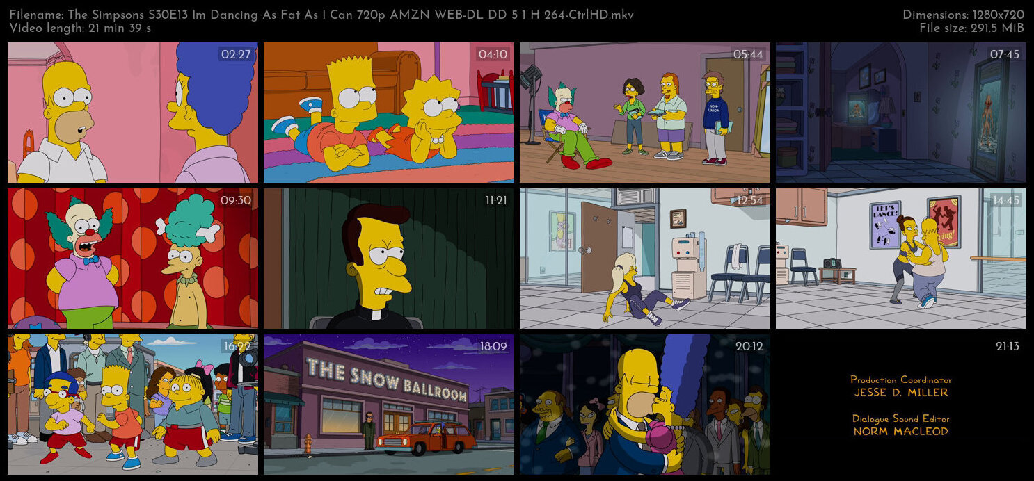 The Simpsons S30E13 Im Dancing As Fat As I Can 720p AMZN WEB DL DD 5 1 H 264 CtrlHD TGx