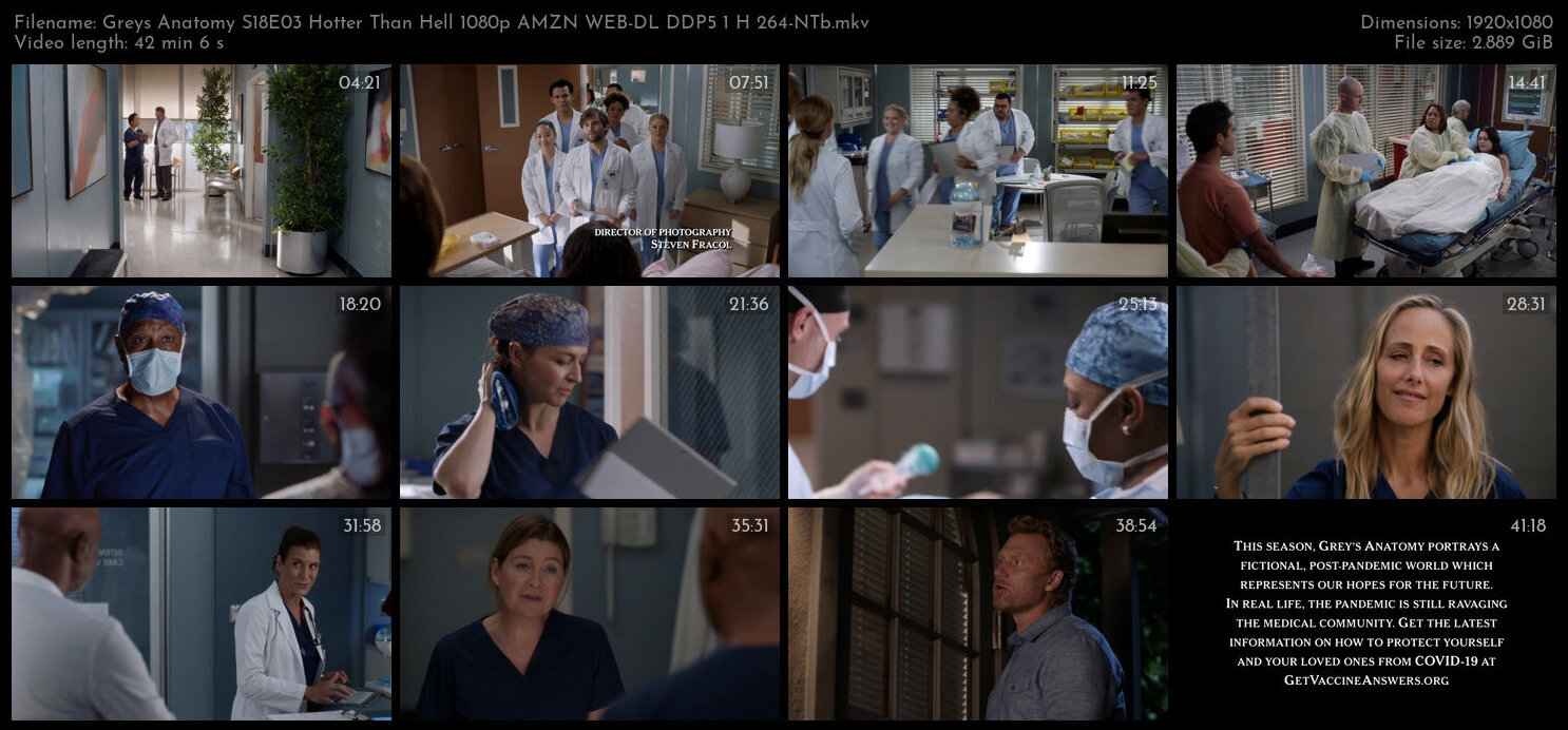 Greys Anatomy S18E03 Hotter Than Hell 1080p AMZN WEB DL DDP5 1 H 264 NTb TGx