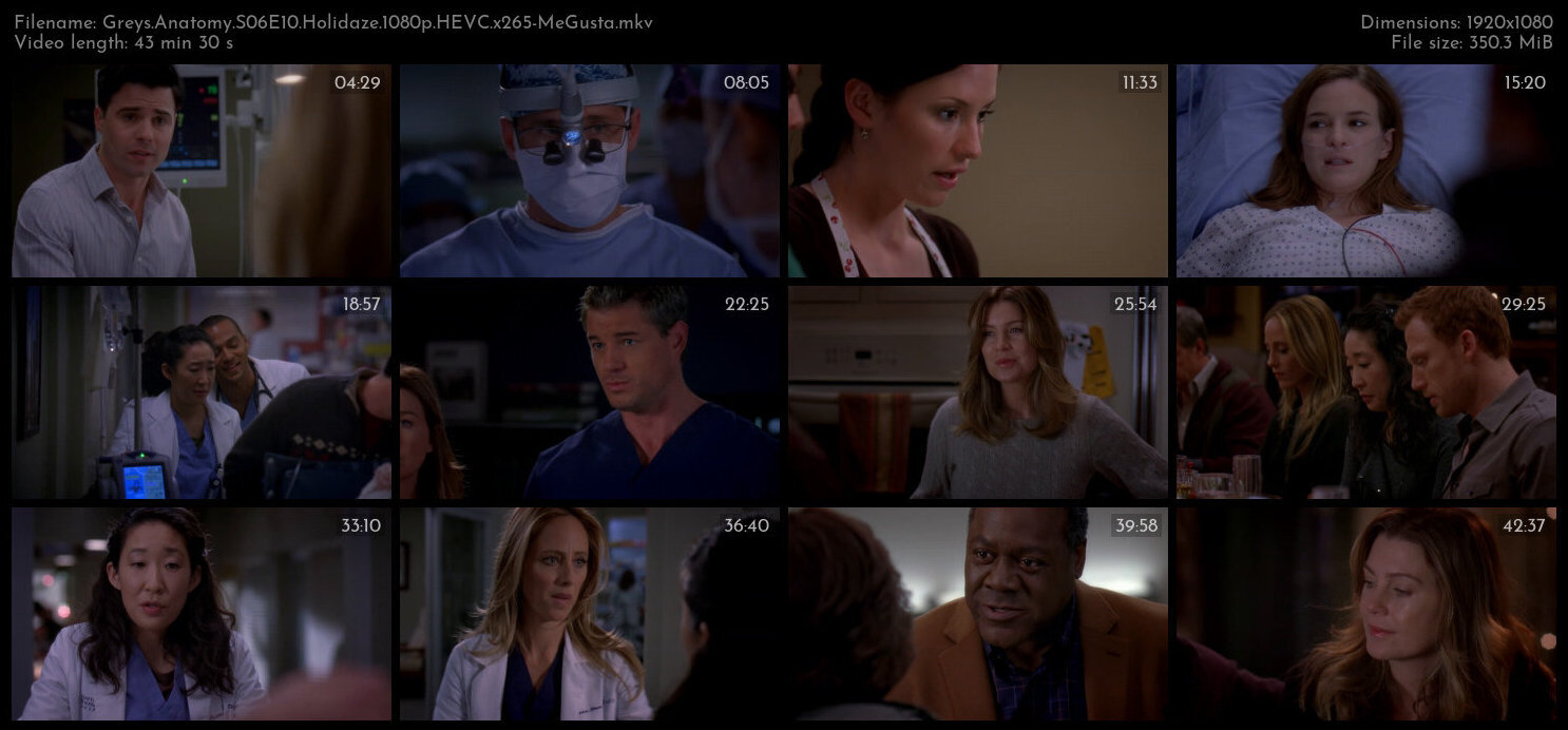 Greys Anatomy S06E10 Holidaze 1080p HEVC x265 MeGusta TGx