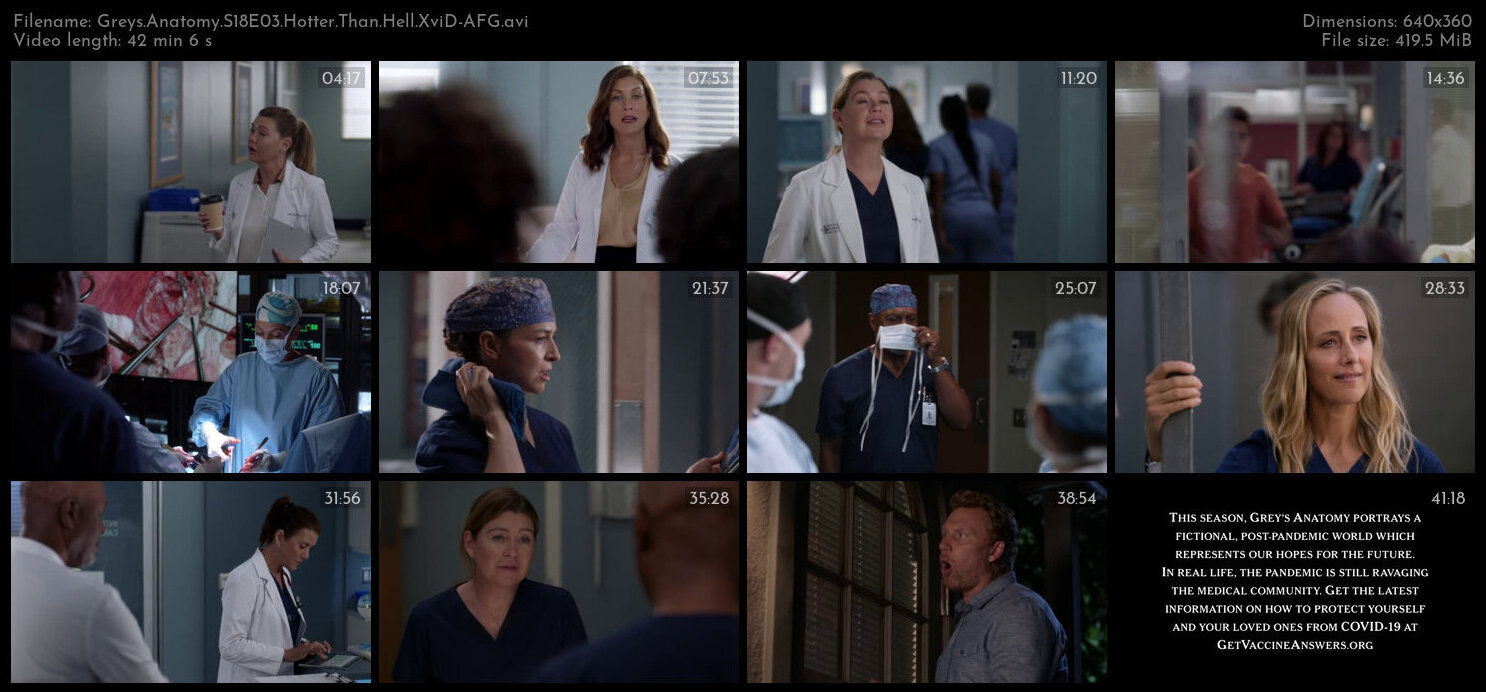 Greys Anatomy S18E03 Hotter Than Hell XviD AFG TGx