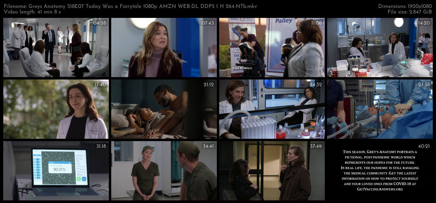 Greys Anatomy S18E07 Today Was a Fairytale 1080p AMZN WEB DL DDP5 1 H 264 NTb TGx