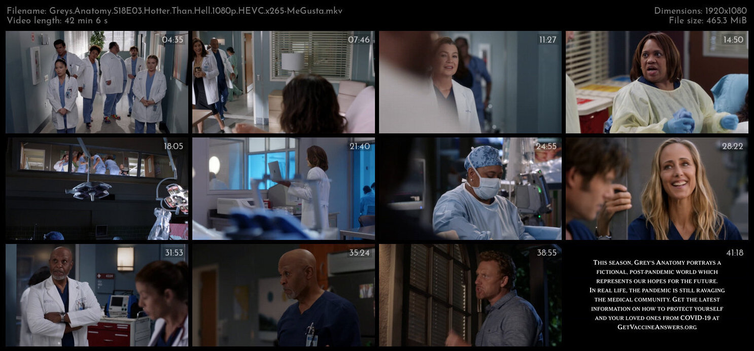 Greys Anatomy S18E03 Hotter Than Hell 1080p HEVC x265 MeGusta TGx