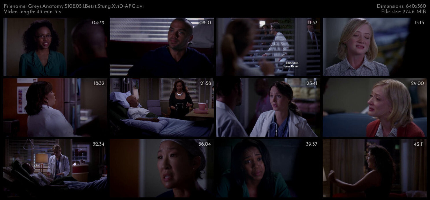 Greys Anatomy S10E05 I Bet it Stung XviD AFG TGx