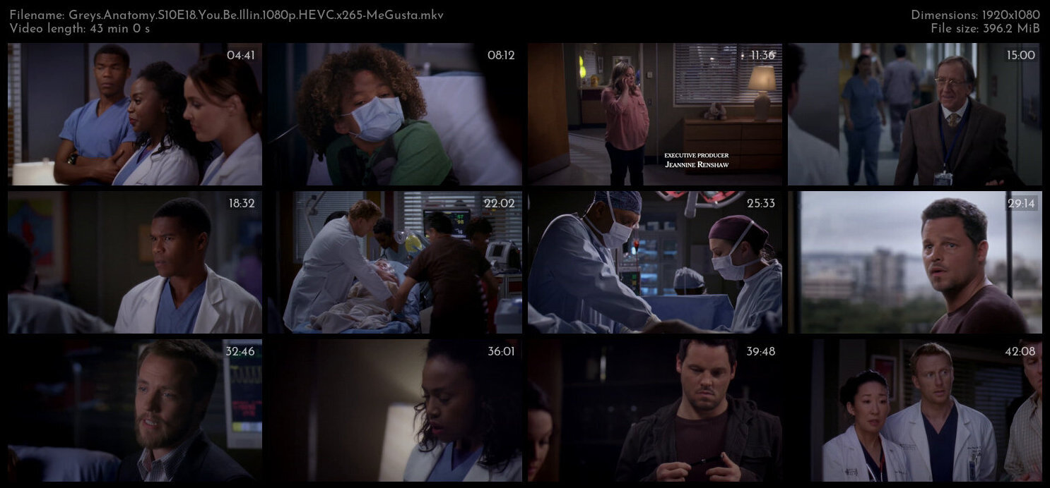 Greys Anatomy S10E18 You Be Illin 1080p HEVC x265 MeGusta TGx