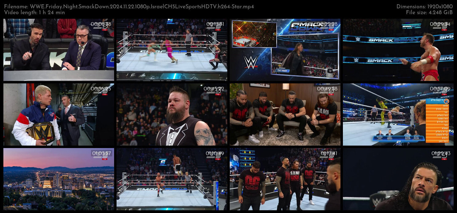 WWE Friday Night SmackDown 2024 11 22 1080p IsraelCH5LiveSportsHDTV h264 Star TGx