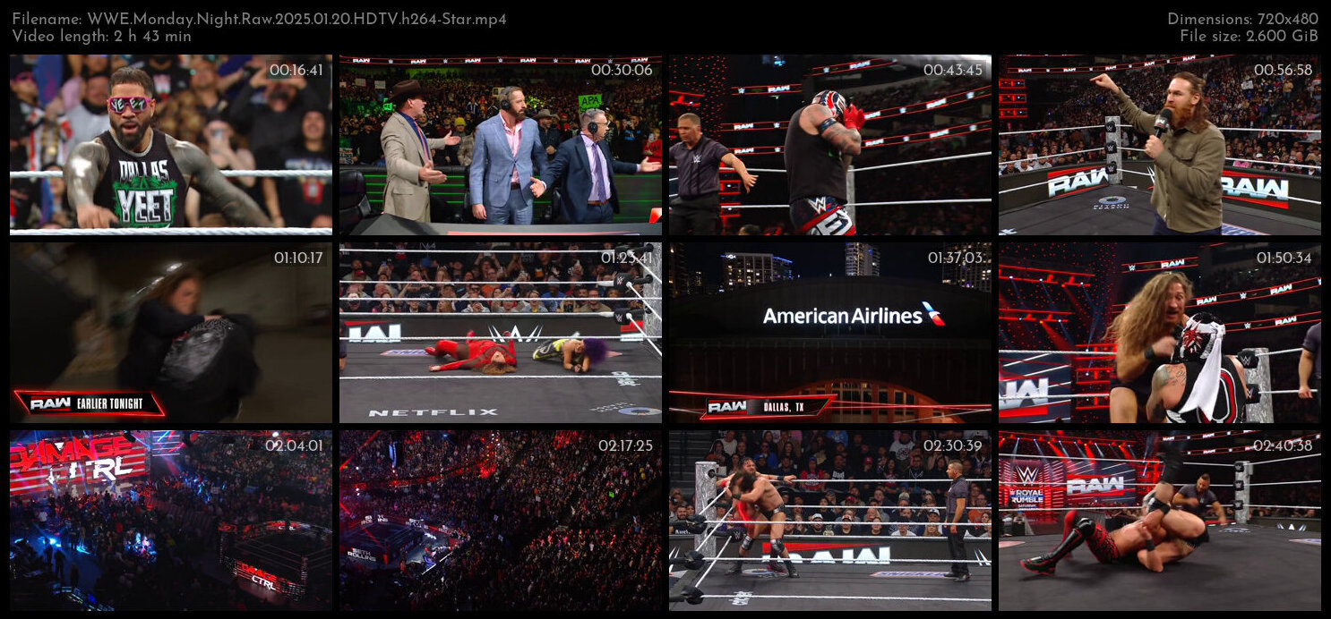 WWE Monday Night Raw 2025 01 20 HDTV h264 Star TGx