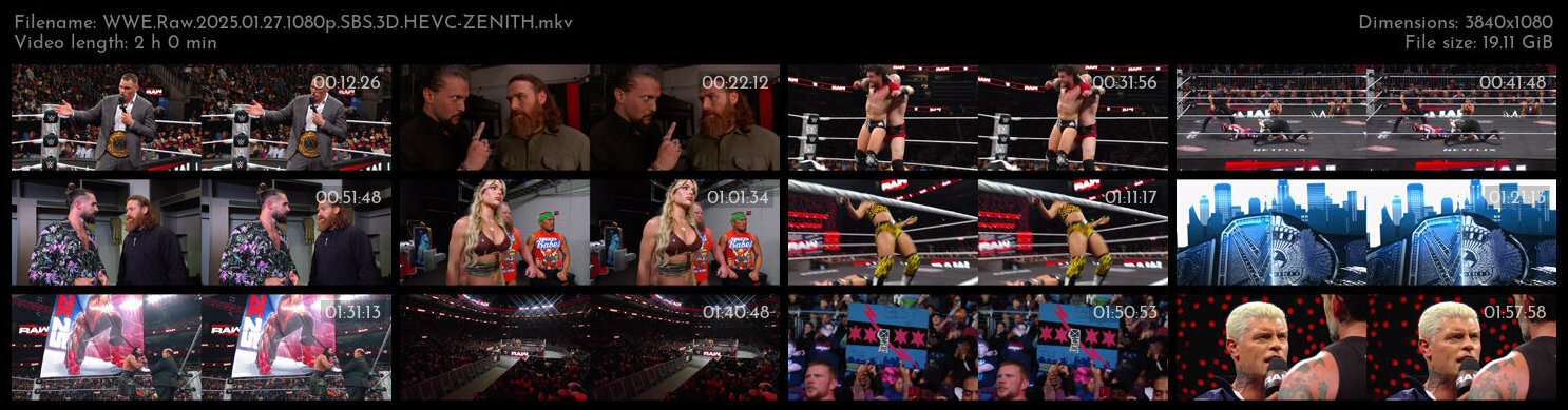 WWE Raw 2025 01 27 1080p SBS 3D HEVC ZENITH TGx