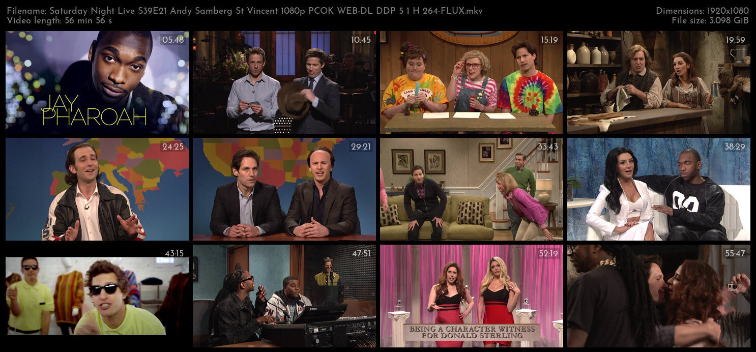 Saturday Night Live S39E21 Andy Samberg St Vincent 1080p PCOK WEB DL DDP 5 1 H 264 FLUX TGx