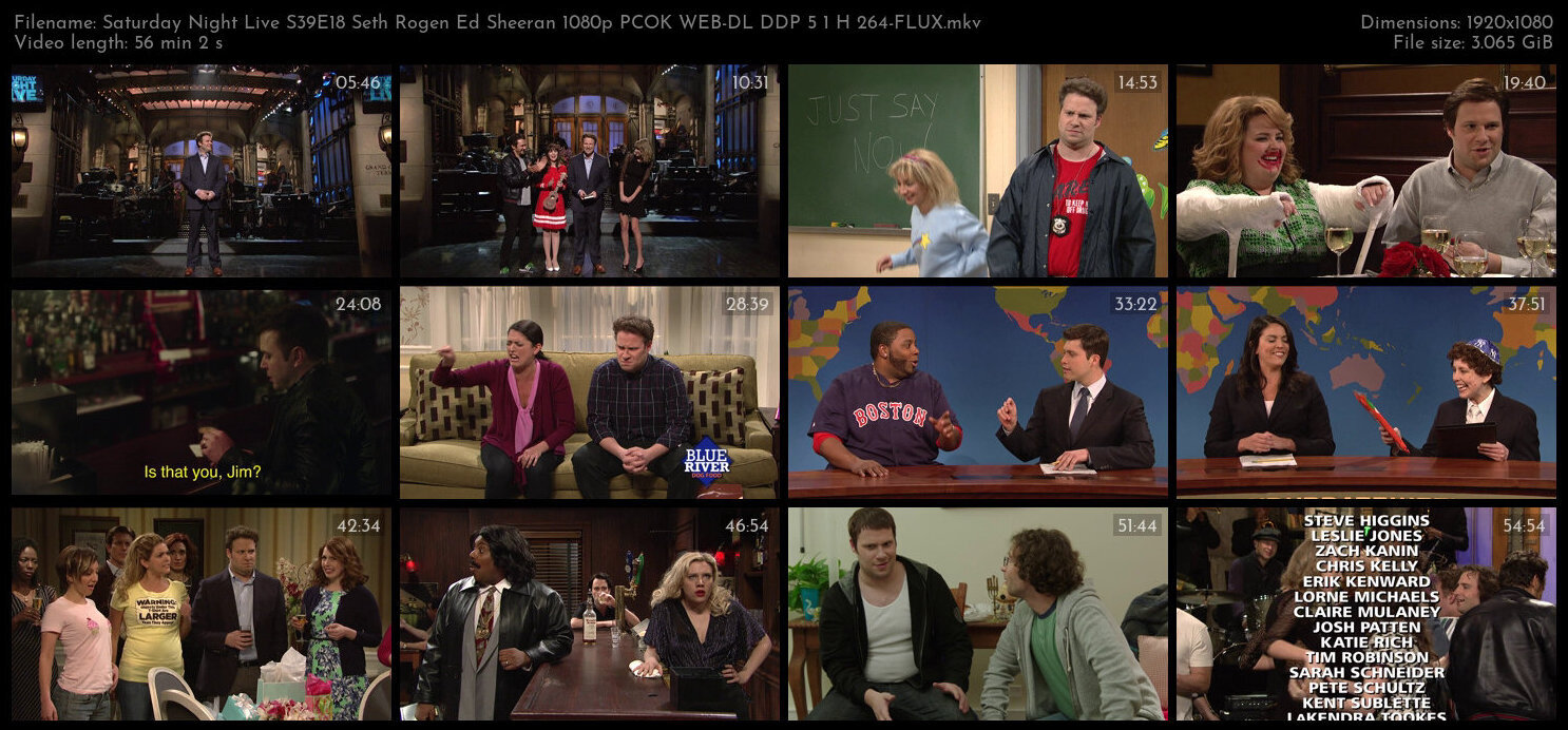 Saturday Night Live S39E18 Seth Rogen Ed Sheeran 1080p PCOK WEB DL DDP 5 1 H 264 FLUX TGx